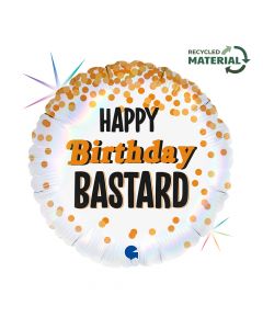 18" Happy Birthday Bastard Foil Balloon Packaged