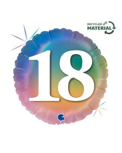 18" Happy 18 Colourful Rainbow Foil Balloon Packaged