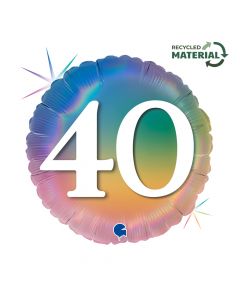 18" Happy 40 Colourful Rainbow Foil Balloon Packaged