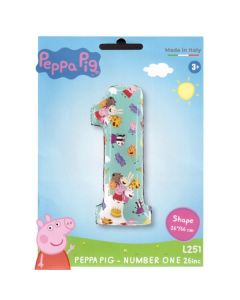 Peppa Pig - Number One 26"  Foil Balloon Packaged