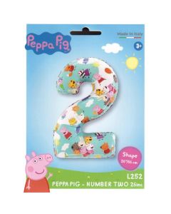 Peppa Pig - Number Two 26"  Foil Balloon Packaged