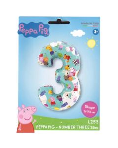 Peppa Pig - Number Three 26"  Foil Balloon Packaged