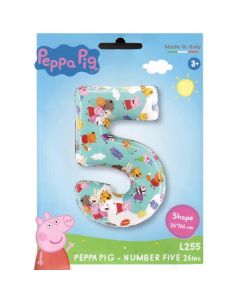 Peppa Pig - Number Five 26"  Foil Balloon Packaged